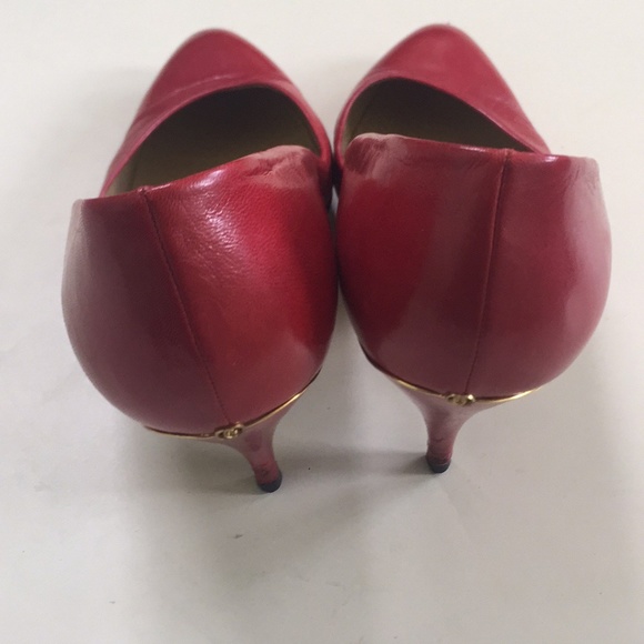 Gucci Red Pointed Toe Kitten Heels Sz 37.5 - Picture 4 of 15